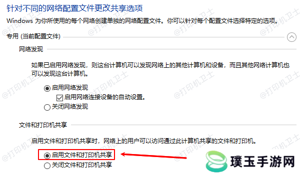 启用文件和打印机共享
